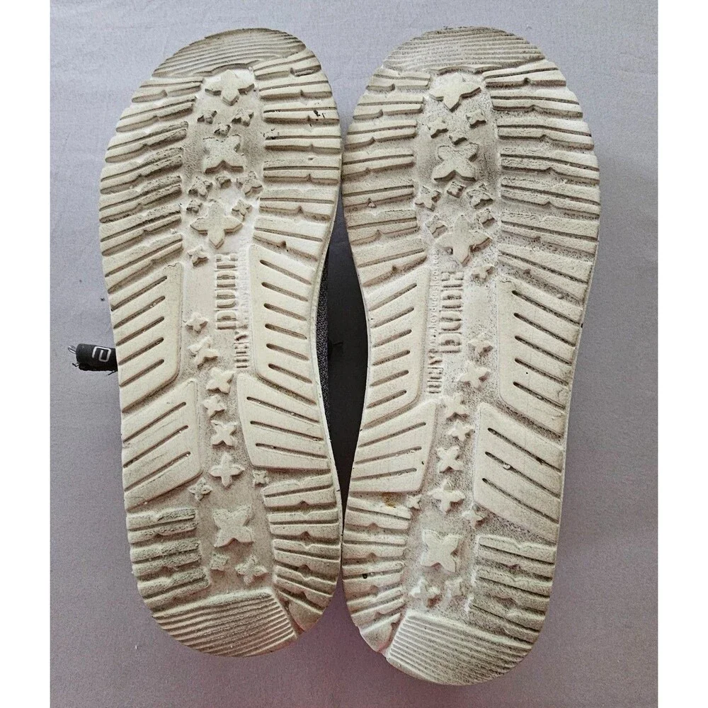 Hey Dude Wally Sox White Slate Men’s Size 11 Grey Knit Slip On Casual Loafers
